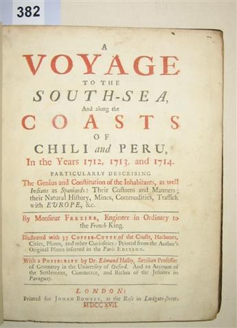 (SOUTH AMERICA.) Frézier, Amédée François. A Voyage to the South-Sea, and along the Coasts of Chili and Peru.